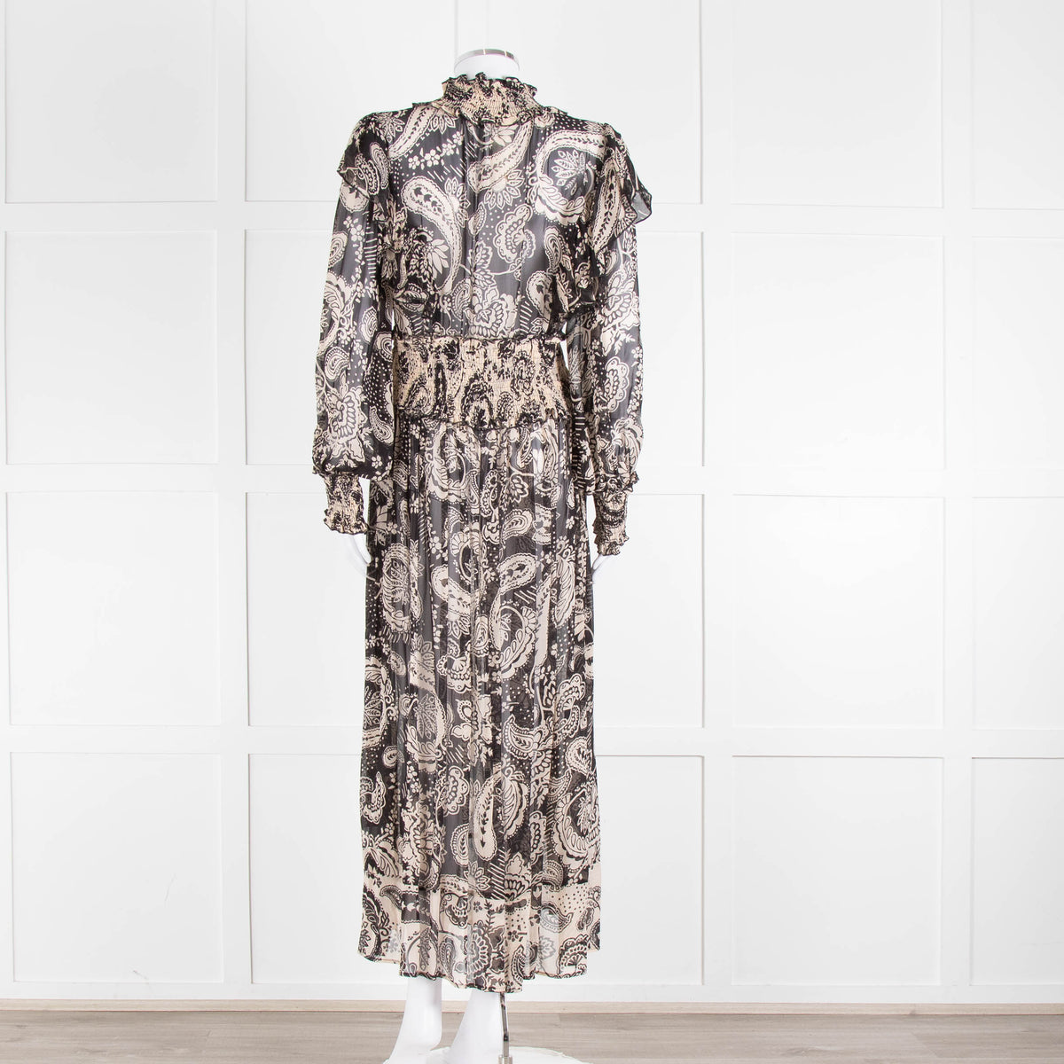 Miss June Black And Beige Paisley High Neck Maxi Dress With Slip