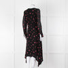 Claudie Pierlot Black Pink Floral Long Sleeve Asymmetric Bottom Dress