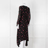 Claudie Pierlot Black Pink Floral Long Sleeve Asymmetric Bottom Dress