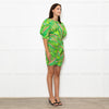 Farm Rio For Anthropologie Green Pink Leaf Print Short Dress