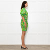Farm Rio For Anthropologie Green Pink Leaf Print Short Dress