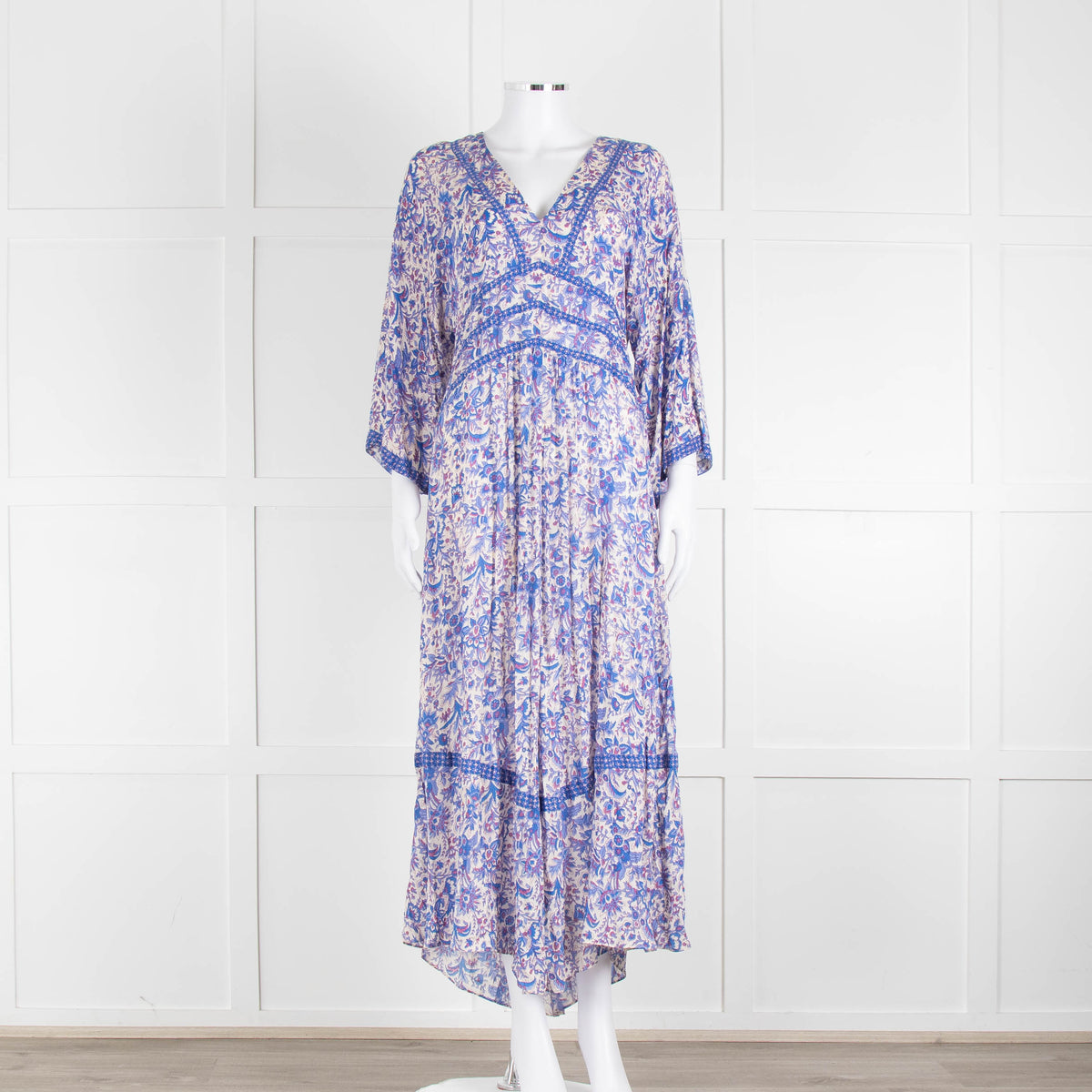 Ba&sh Blue And White Floral Paisley Maxi Dress