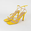 Paul Andrew Yellow Patent 3 Strap Sandals