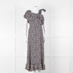 Ganni Navy Cream Floral Asymmetric Top Long Dress