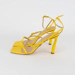 Paul Andrew Yellow Patent 3 Strap Sandals