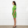 Farm Rio For Anthropologie Green Pink Leaf Print Short Dress