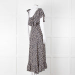 Ganni Navy Cream Floral Asymmetric Top Long Dress