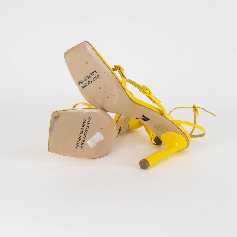 Paul Andrew Yellow Patent 3 Strap Sandals