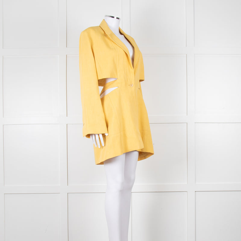 Jacquemus Yellow Le Robe Bari Linen Cutout Dress