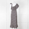 Ganni Navy Cream Floral Asymmetric Top Long Dress