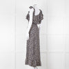 Ganni Navy Cream Floral Asymmetric Top Long Dress