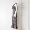 Ganni Navy Cream Floral Asymmetric Top Long Dress
