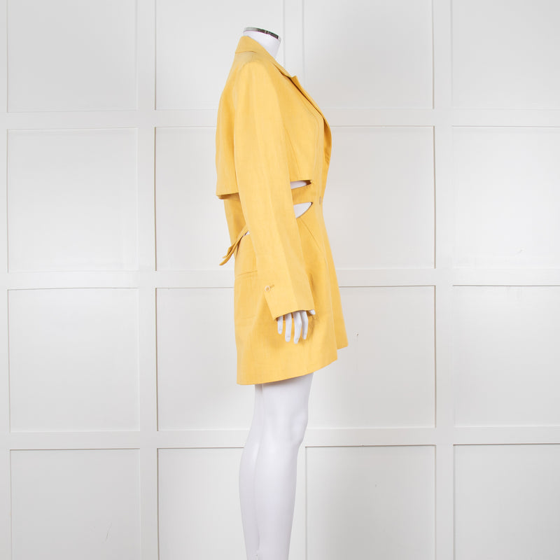 Jacquemus Yellow Le Robe Bari Linen Cutout Dress