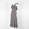 Ganni Navy Cream Floral Asymmetric Top Long Dress