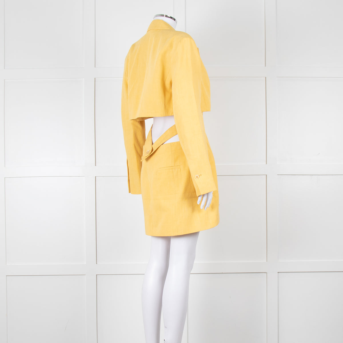 Jacquemus Yellow Le Robe Bari Linen Cutout Dress