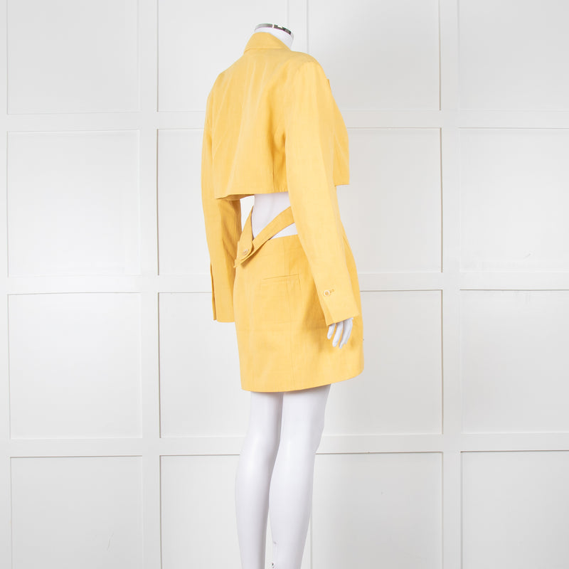 Jacquemus Yellow Le Robe Bari Linen Cutout Dress