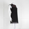 Sandro Black Lace High Neck Shift Dress with Red Tie Neck
