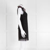 Sandro Black Lace High Neck Shift Dress with Red Tie Neck