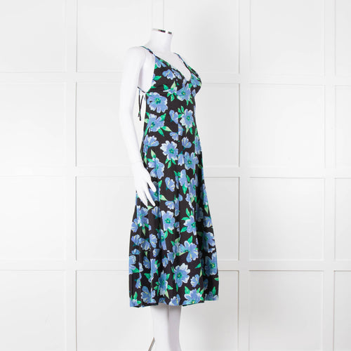 Free People Black Blue Floral Cotton Sleeveless Dress