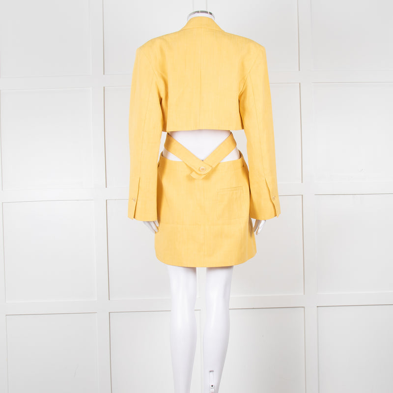 Jacquemus Yellow Le Robe Bari Linen Cutout Dress