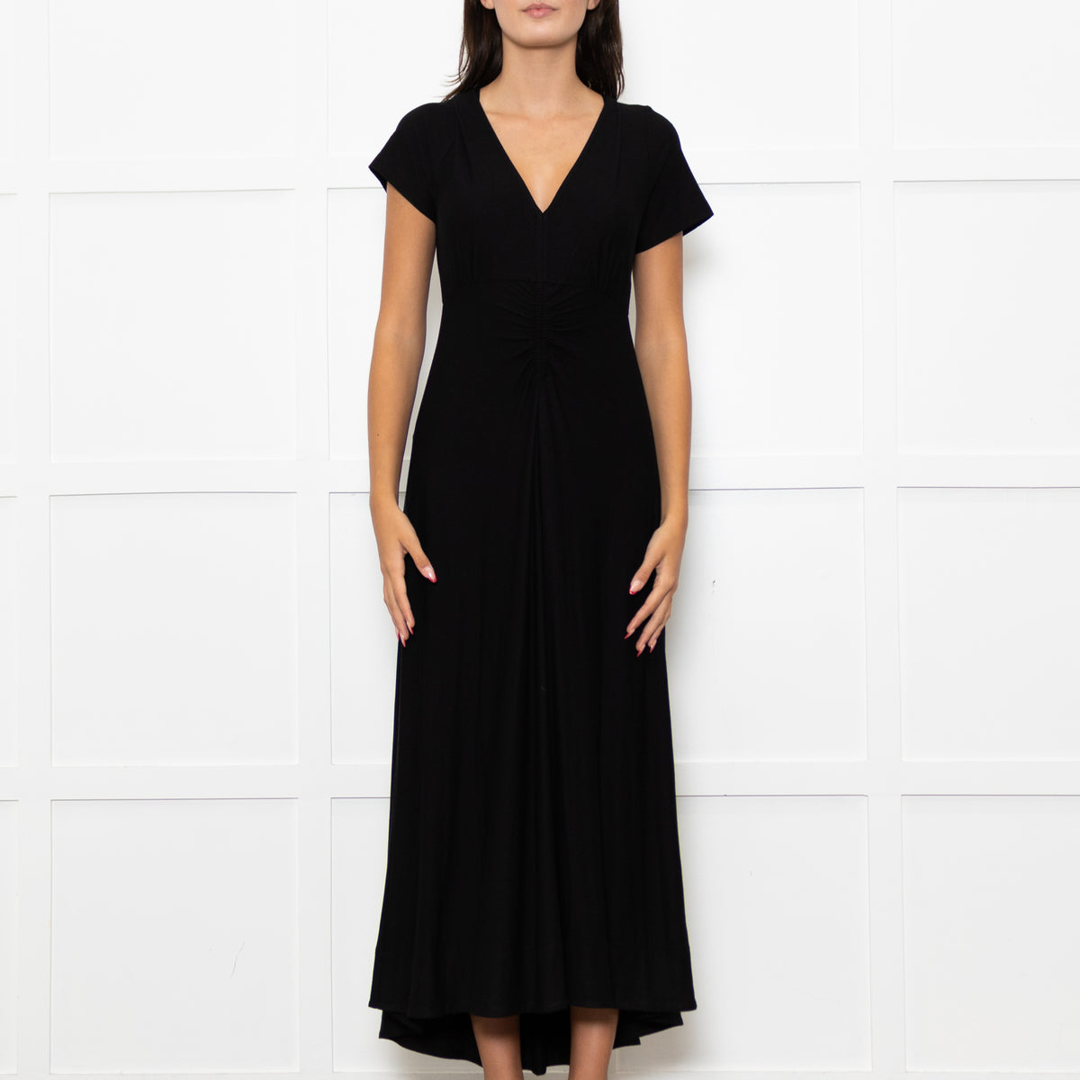 Me+Em Black Jersey Ruched Front Short Sleeved Dress