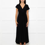 Me+Em Black Jersey Ruched Front Short Sleeved Dress