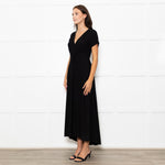 Me+Em Black Jersey Ruched Front Short Sleeved Dress