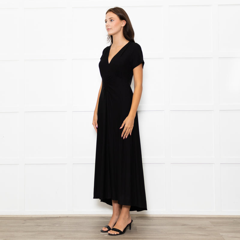 Me+Em Black Jersey Ruched Front Short Sleeved Dress