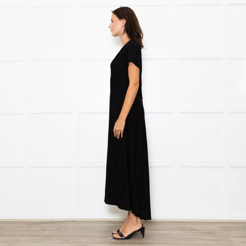 Me+Em Black Jersey Ruched Front Short Sleeved Dress