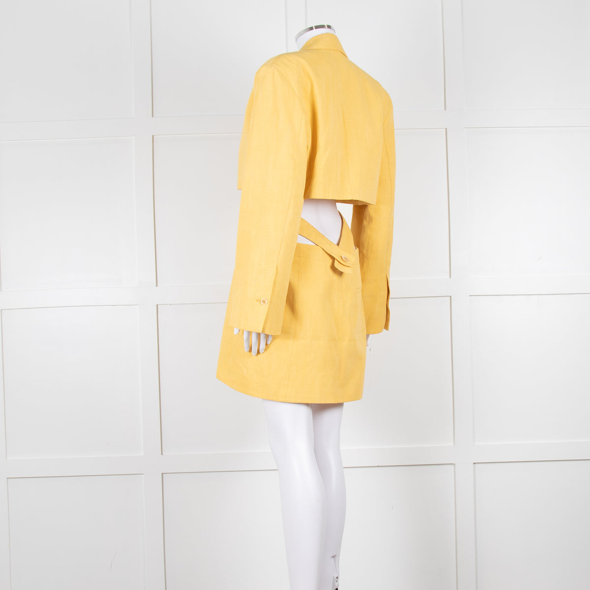 Jacquemus Yellow Le Robe Bari Linen Cutout Dress