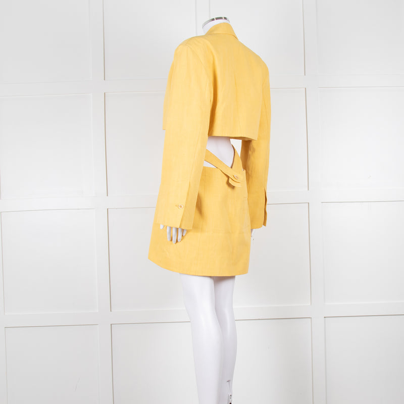 Jacquemus Yellow Le Robe Bari Linen Cutout Dress
