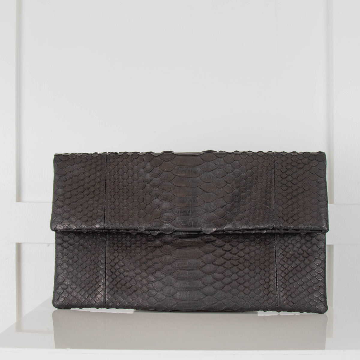 No Brand Black Python Clutch