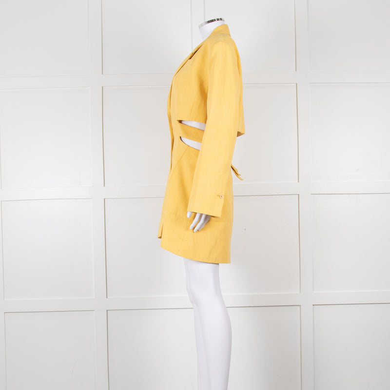 Jacquemus Yellow Le Robe Bari Linen Cutout Dress