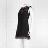 Sandro Black Lace High Neck Shift Dress with Red Tie Neck