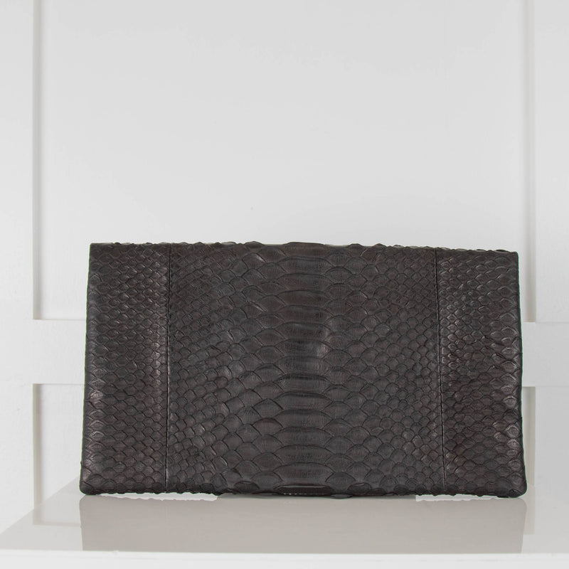 No Brand Black Python Clutch