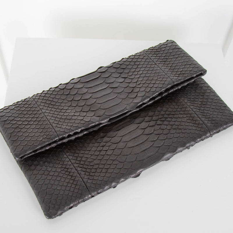 No Brand Black Python Clutch