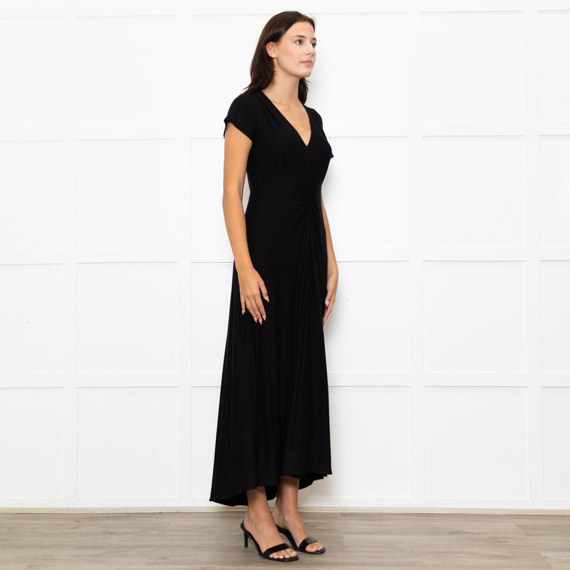 Me+Em Black Jersey Ruched Front Short Sleeved Dress
