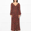 Rixo Black Coral Rose Khaki Leaf Print Sleeved Maxi Dress