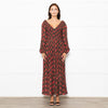 Rixo Black Coral Rose Khaki Leaf Print Sleeved Maxi Dress