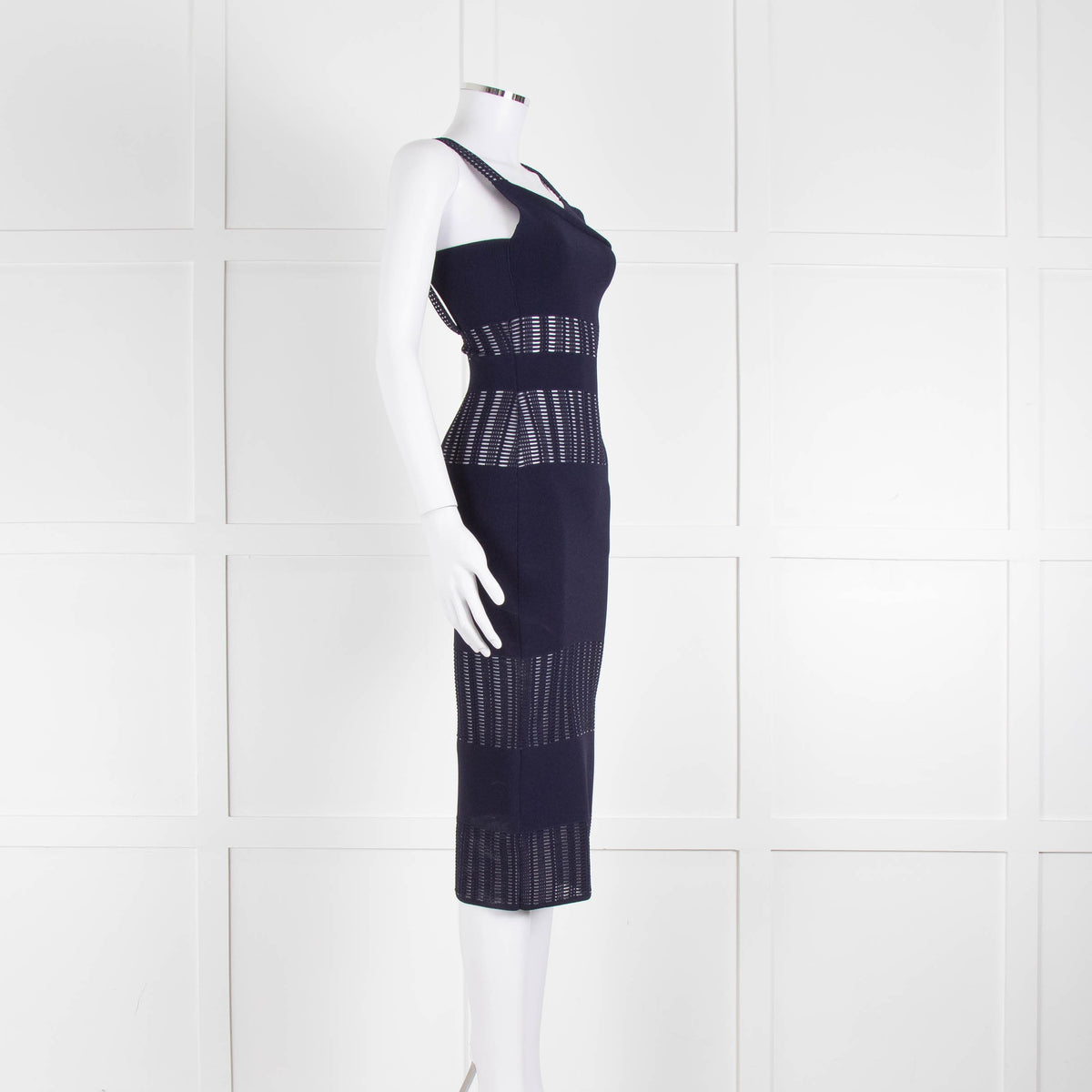 Roland Mouret Navy Stretch Knit Cocktail Dress