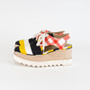 Stella McCartney Black White Yellow Red Fabric Leather Wedges