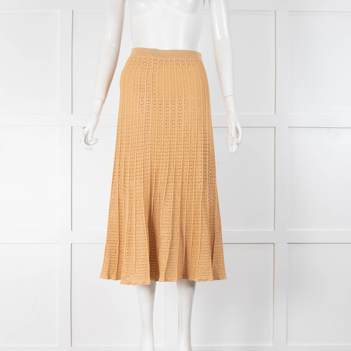 Sandro Camel Gold Knit Lurex Skirt