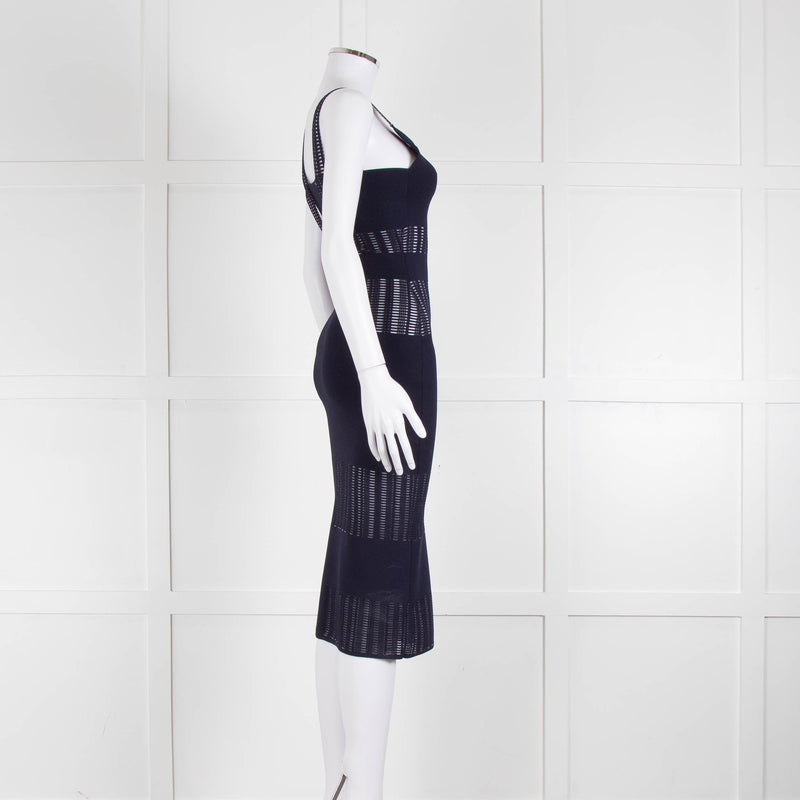 Roland Mouret Navy Stretch Knit Cocktail Dress