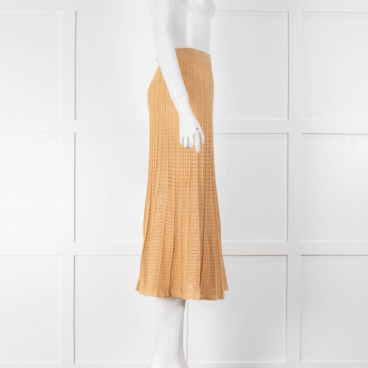 Sandro Camel Gold Knit Lurex Skirt
