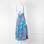 Free People Turquoise Pink Floral Sleeveless Cotton Dress