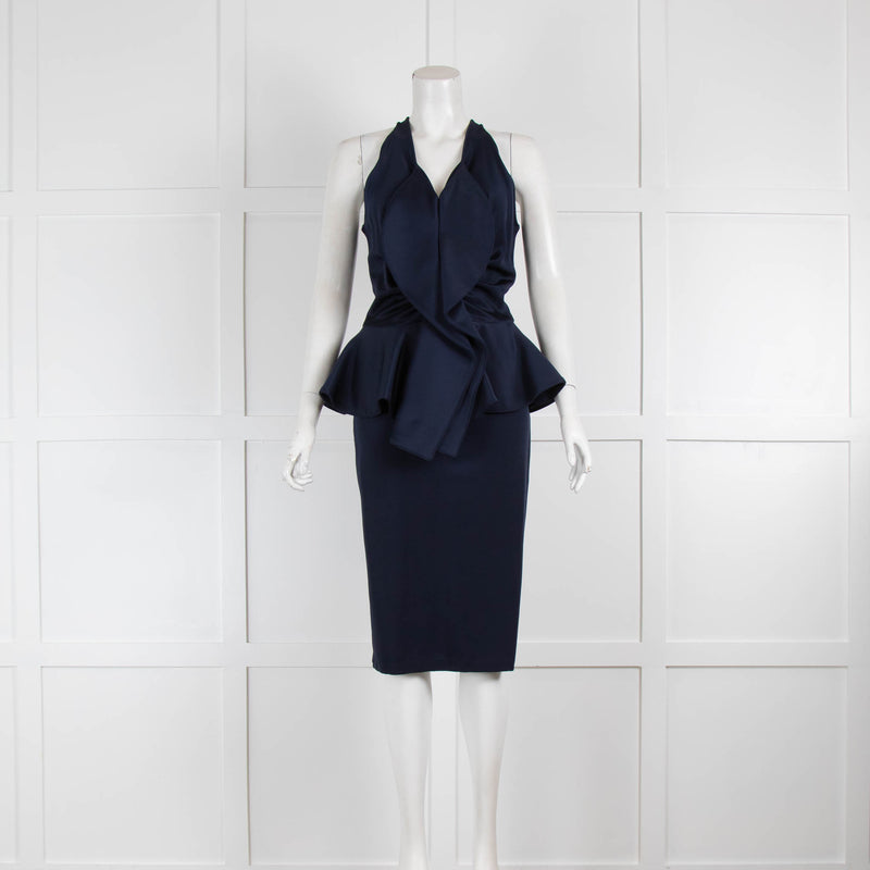 Givenchy Navy Peplum Ruffle Dress