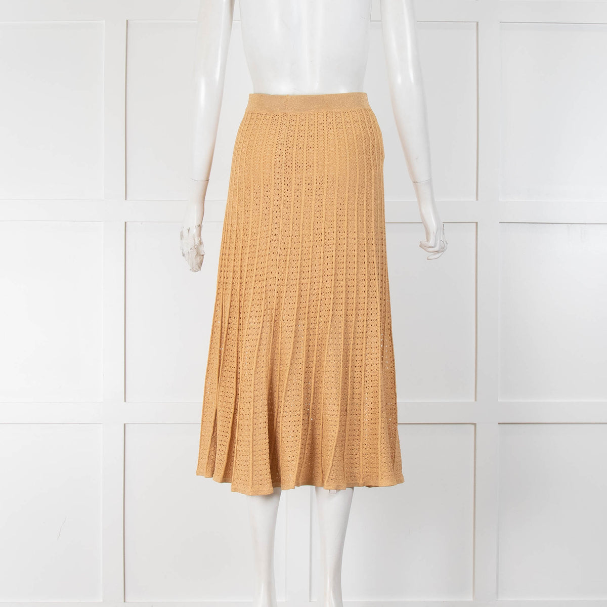 Sandro Camel Gold Knit Lurex Skirt