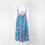 Free People Turquoise Pink Floral Sleeveless Cotton Dress