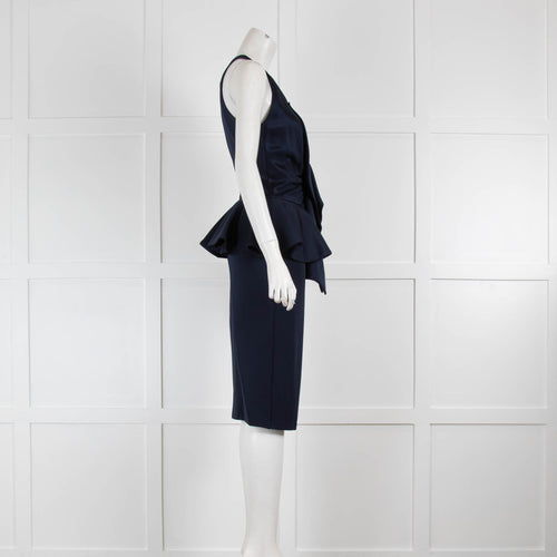 Givenchy Navy Peplum Ruffle Dress