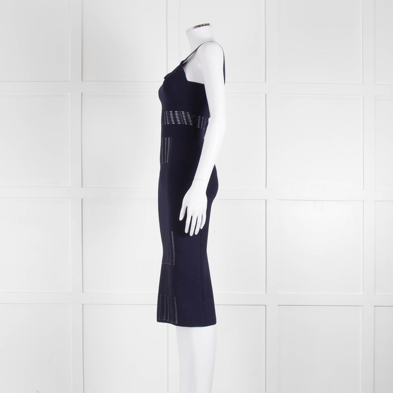 Roland Mouret Navy Stretch Knit Cocktail Dress